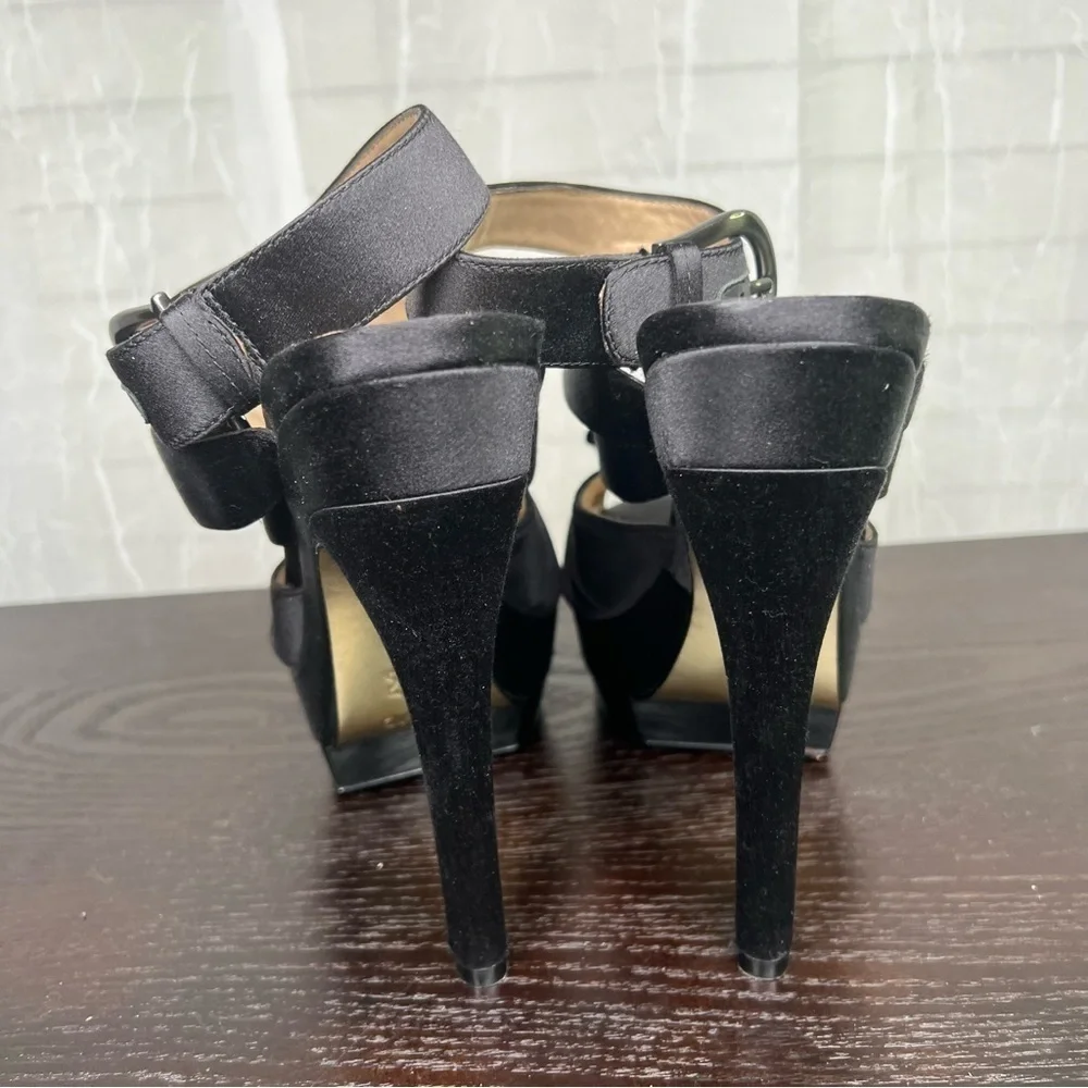 Joan & David Black Satin Platform Shoe  7.5